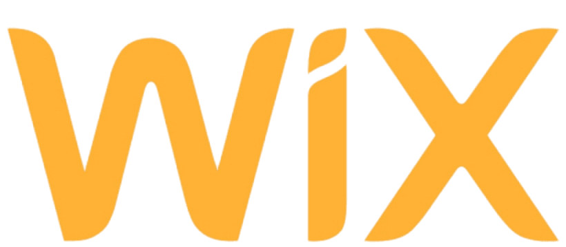 Logo tipo da empresa "Wix" em cor mostarda.